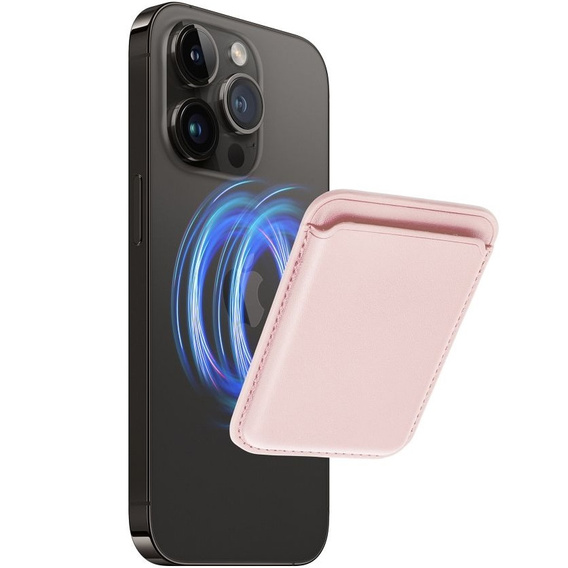Portfel magnetyczny na karty do iPhone 12 / 13 / 14 / 15 / 16, Leather Mag Wallet, kompatybilny z MagSafe – różowy