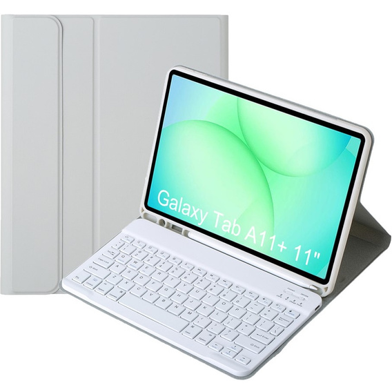 Etui z klawiaturą do Samsung Galaxy Tab A11+, Leather Pen Slot, szare