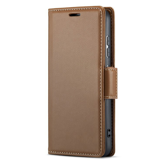 Etui do Oppo A60, ERBORD Glossy Litchi, portfel z klapką, brązowe