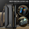 Etui CASEME do Samsung Galaxy S25 FE, RFID Leather Wallet, z paskiem na ramię, czarne