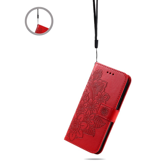 Etui z klapką do Xiaomi Redmi Note 13 Pro 5G, Mandala, czerwone