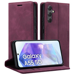 Etui do Samsung Galaxy A55, ERBORD Vintage portfel z klapką, czerwone + Szkło na ekran