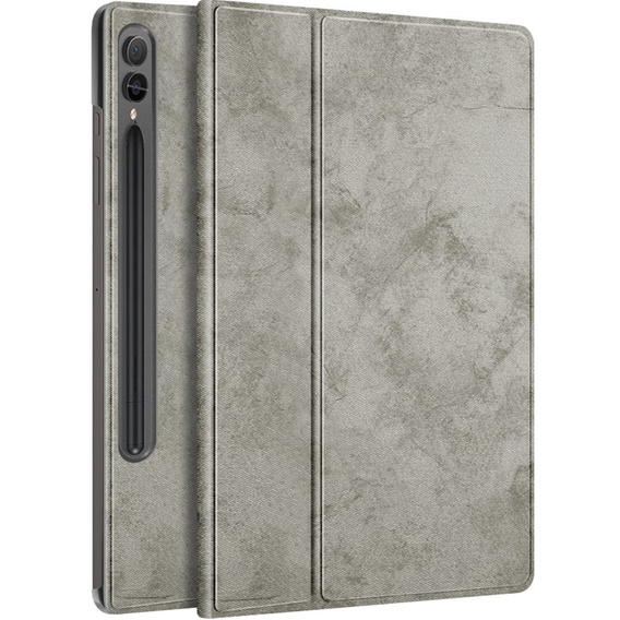Etui do Samsung Galaxy Tab S9+ z miejscem na rysik, Obrotowe 360°, Szare