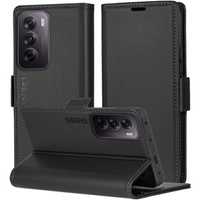 Etui do Oppo Reno 12, ERBORD Glossy Litchi, portfel z klapką, czarne