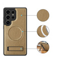 Etui skórzane z podstawką do Samsung Galaxy S25 Ultra – kompatybilne z MagSafe, desert gold
