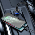Baseus Particular 3.1 – przezroczysta ładowarka samochodowa 65 W USB-C + USB-A - szara