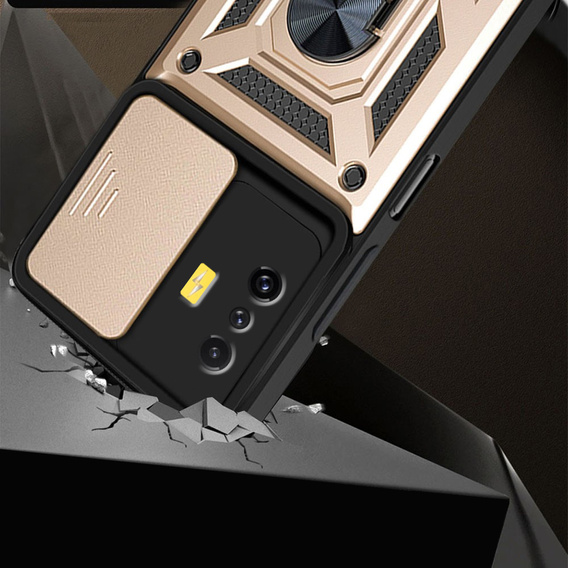 Etui pancerne do Xiaomi Poco F4 GT, CamShield Slide, złote