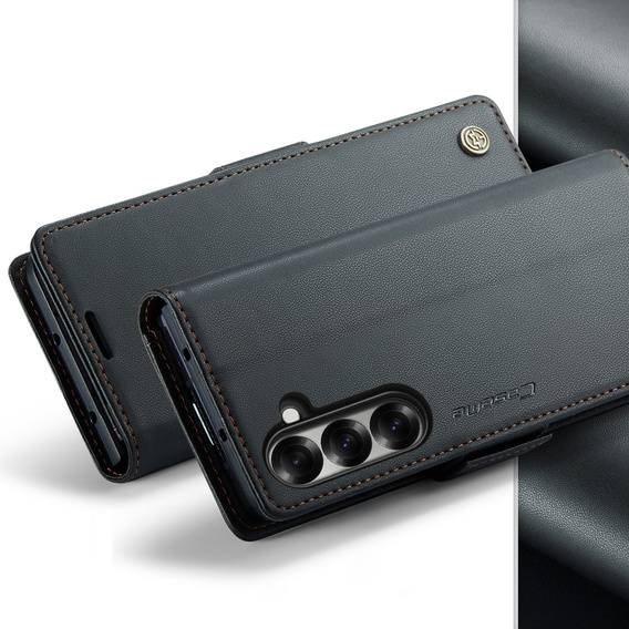 Etui z klapką CASEME do Samsung Galaxy Z Fold7 5G Litchi Wallet – czarne