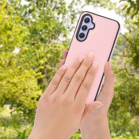 Etui skórzane do Samsung Galaxy A05s, Obudowa Lychee leather Case, różowe
