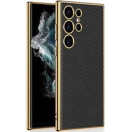 Etui do Samsung Galaxy S24 Ultra, Electro Frame Leather cover, carbon czarne