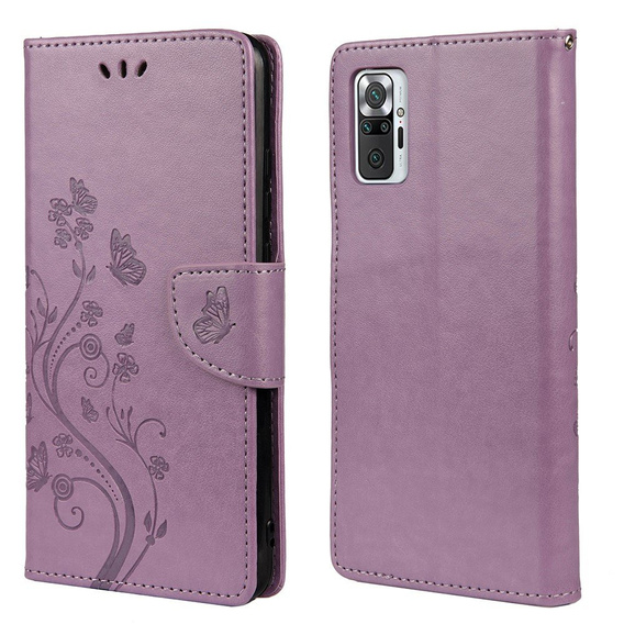 Etui z klapką do Xiaomi Redmi Note 10 / 10S, Butterfly, jasnofioletowe