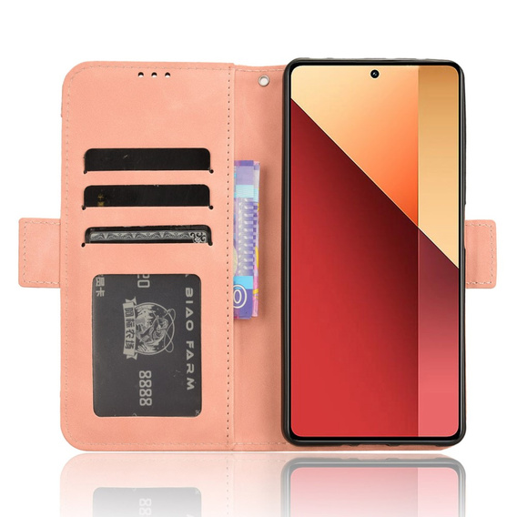 Etui z klapką do Xiaomi Redmi Note 13 Pro 4G / Xiaomi Redmi Note 14S / Xiaomi Poco M6 Pro 4G, Card Slot, różowe