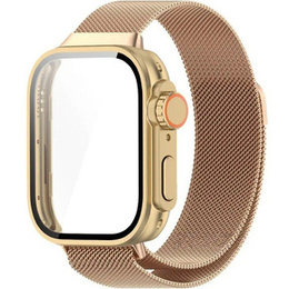 Bransoleta Milanese + 2w1 Etui + Szkło Hartowane do Huawei Watch Fit 3, Różowe złoto