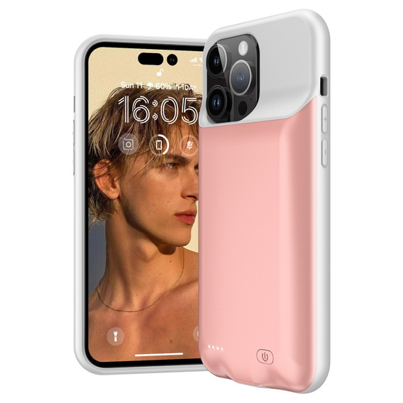 Etui z Baterią 8500mAh do iPhone 15 Pro Max , różowe