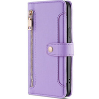 Etui z klapką do Samsung Galaxy S23, Wallet Zipper Pocket, fioletowe