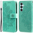 Zestaw Etui z klapką do Samsung Galaxy A54 5G, portfel Mandala i kwiaty, zielone + szkło