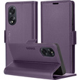 Etui do Oppo A18 4G / A38 4G, ERBORD Glossy Litchi, portfel z klapką, fioletowe