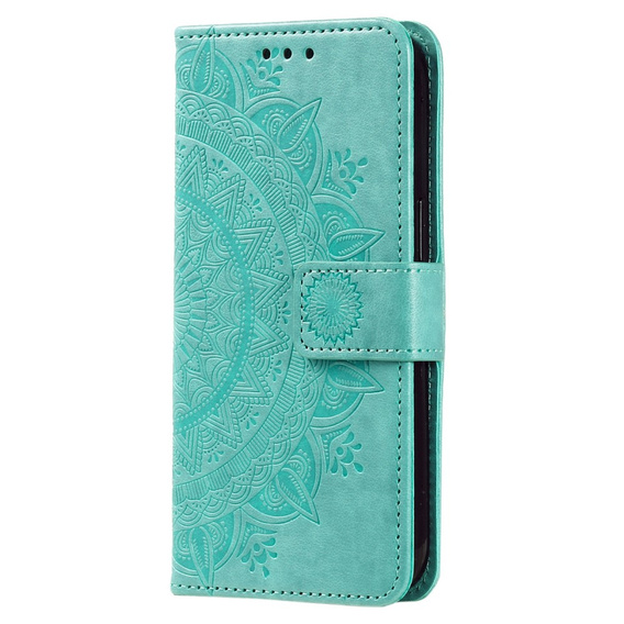 Zestaw Etui do Oppo A17, portfel ze wzorem Mandala z klapką, zielone + Szkło 9H