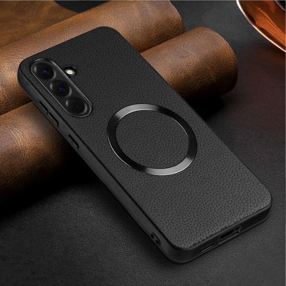 Etui do Samsung Galaxy A56 5G, Leather Hybrid MagSafe, czarne