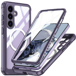Etui do Samsung Galaxy S25 FE, Shockproof, ze szkłem, do MagSafe, fioletowe