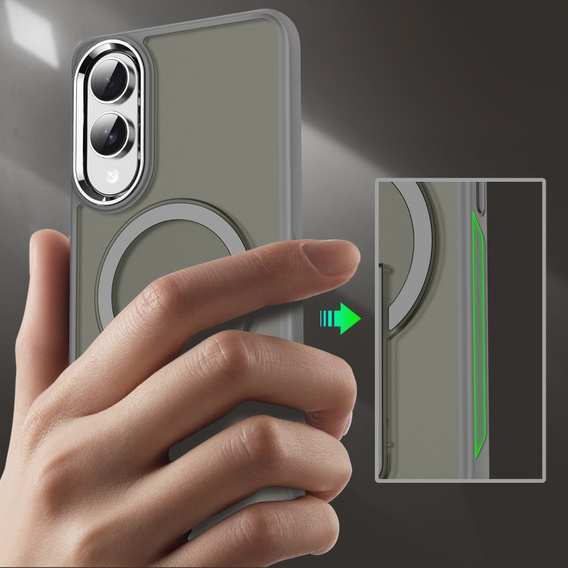 Etui do Samsung Galaxy S25 Edge, Kickstand Matt Case, do MagSafe, tytanowa szarość