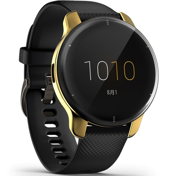 2w1 Etui z Osłoną Silikonową na ekran do Garmin Venu 2 Plus, Złote