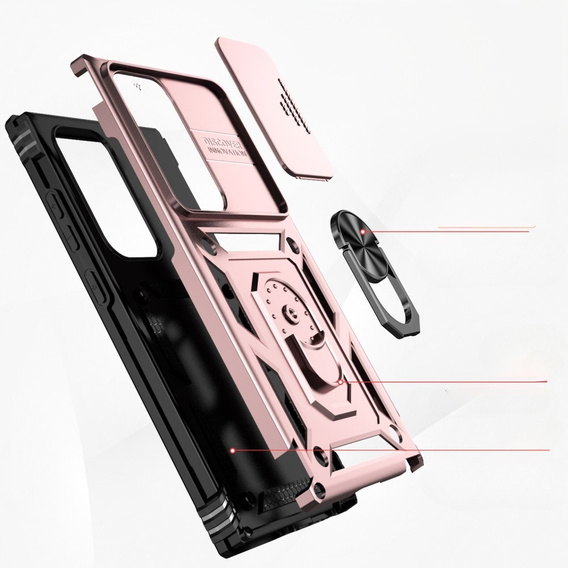Etui pancerne do Samsung Galaxy S24 Ultra, CamShield Slide, różowe rose gold