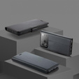 Etui do iPhone 17 Pro Max, ERBORD Glossy Litchi, portfel z klapką, czarne