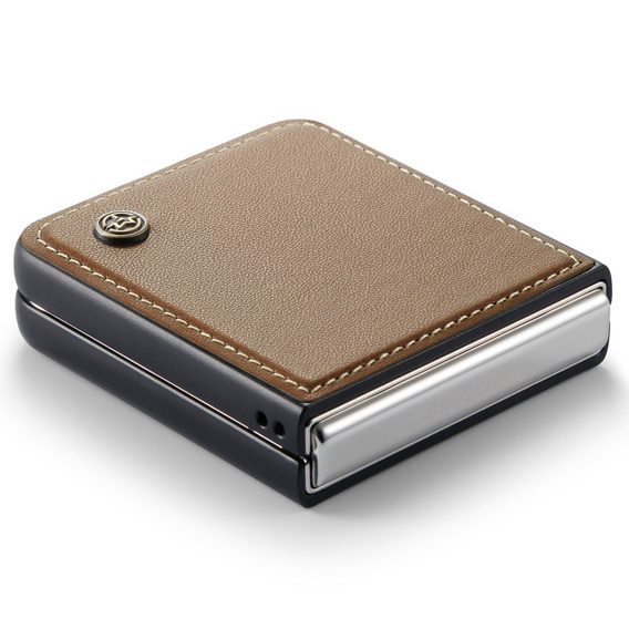 Etui do Samsung Galaxy Z Flip7 FE / Z Flip6, CASEME Litchi Leather, brązowe