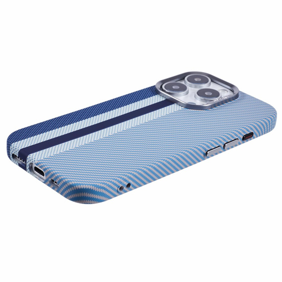 Etui do iPhone 16 Pro Max, Carbon Fiber MagSafe, niebieskie