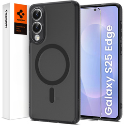 Etui z MagSafe Spigen do Samsung Galaxy S25 Edge, Ultra Hybrid, matowe / czarne + Szkło Hartowane 9H