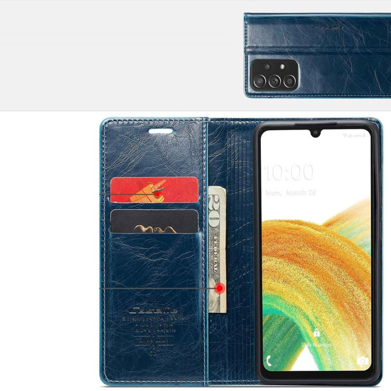 Etui z klapką CASEME do Samsung Galaxy A33 5G, Waxy Textured, niebieskie