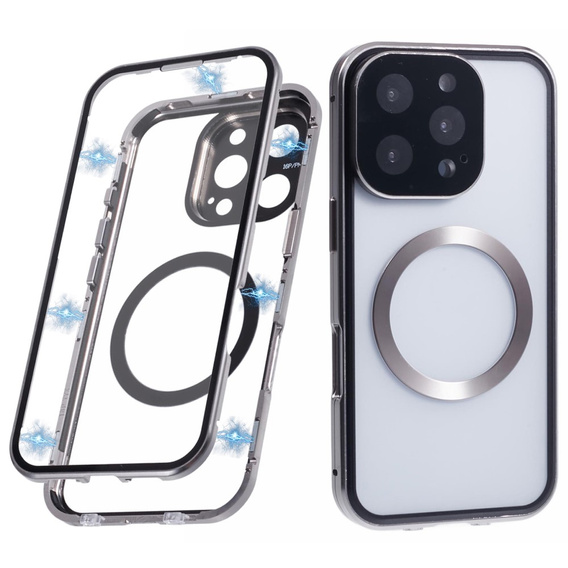 Etui Magnetic Dual Glass MagSafe do iPhone 16 Pro Max, tytanowe