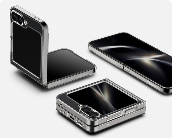 Etui Spigen do Samsung Galaxy Z Flip7 FE / Z Flip6, Airskin Zeron One, Przezroczyste / Brokatowe