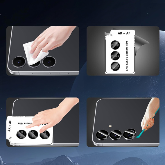 2x Szkło hartowane na aparat ERBORD do Samsung Galaxy S25 FE, Czarne