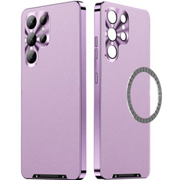 Etui skórzane do Samsung Galaxy S24 Ultra, z ochroną aparatu, do MagSafe, fioletowe