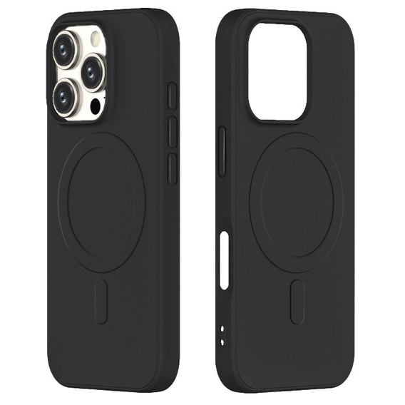 Etui do MagSafe ERBORD Silicone Mag Cover do iPhone 16 Pro Max, czarne + Szkło Hartowane 9H