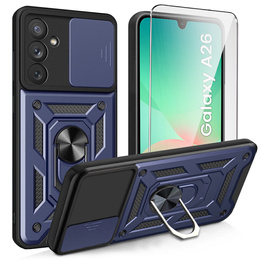 Etui pancerne do Samsung Galaxy A26, CamShield Slide, niebieskie + Szkło Hartowane 9H