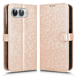Etui z klapką do T Phone 3 5G, Wallet Rhombus, złote