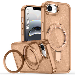 Etui do iPhone 16e, Glittery Magnetic Kickstand, różowe rose gold