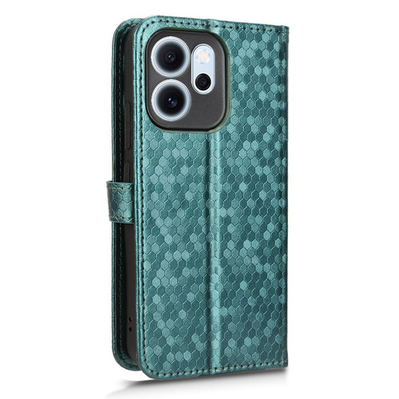 Etui z klapką do Oppo Reno 14 F / 14 FS, Wallet Rhombus, zielone