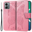 Etui z klapką do Motorola Moto G14, Butterfly, różowe 