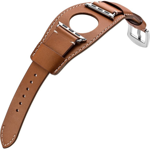 Pasek Skórzany do Apple Watch 1/2/3/4/5/6/7/8/9/10/11/SE Ultra 1/2/3 42/44/45/46/49mm, Brązowy