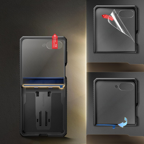 Etui do Samsung Galaxy Z Flip 7, Tongate MECH z klipsem, czarne