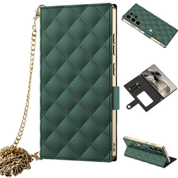 Etui z klapką do Samsung Galaxy S24 Ultra, GKK Mirror Wallet, zielone