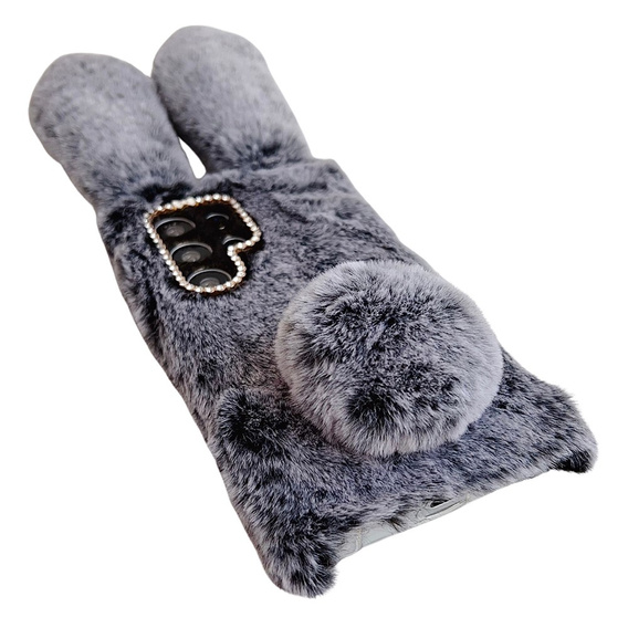 Etui do Samsung Galaxy S25 Ultra, Bunny Ears Furry, szare