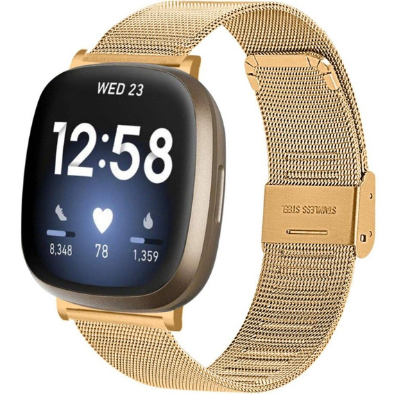 Pasek Bransoleta Milanese do Fitbit Versa 4 / Sense 2, Złoty