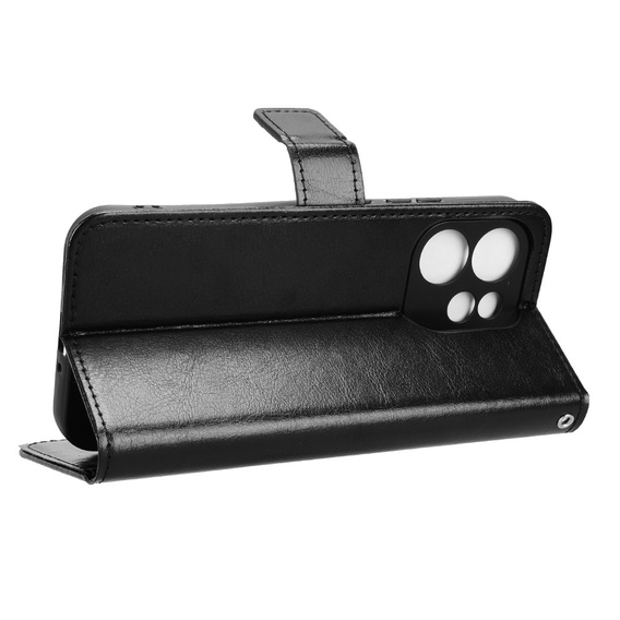 Etui z klapką do Oppo Reno 15 FS, Crazy Horse Wallet, czarne