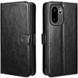 Etui z klapką do OnePlus 15R, Crazy Horse Wallet, czarne