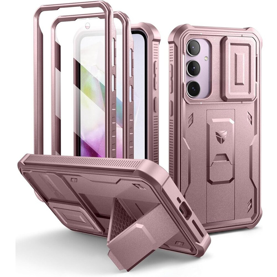 Etui pancerne do Samsung Galaxy A35, Dexnor Full Body (Two Frames), różowe rose gold